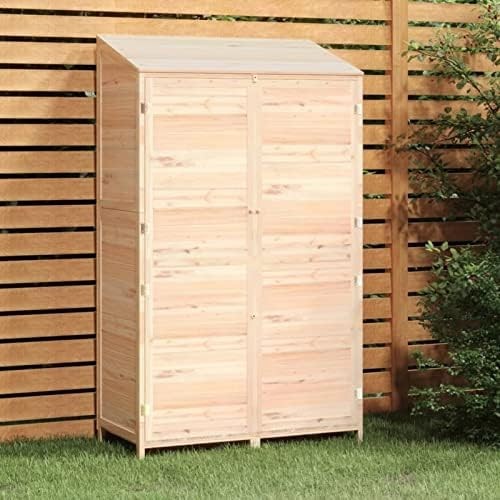 Large Solid Fir Wood Garden Shed 102x52x174.5cm Natural Outdoor Storage