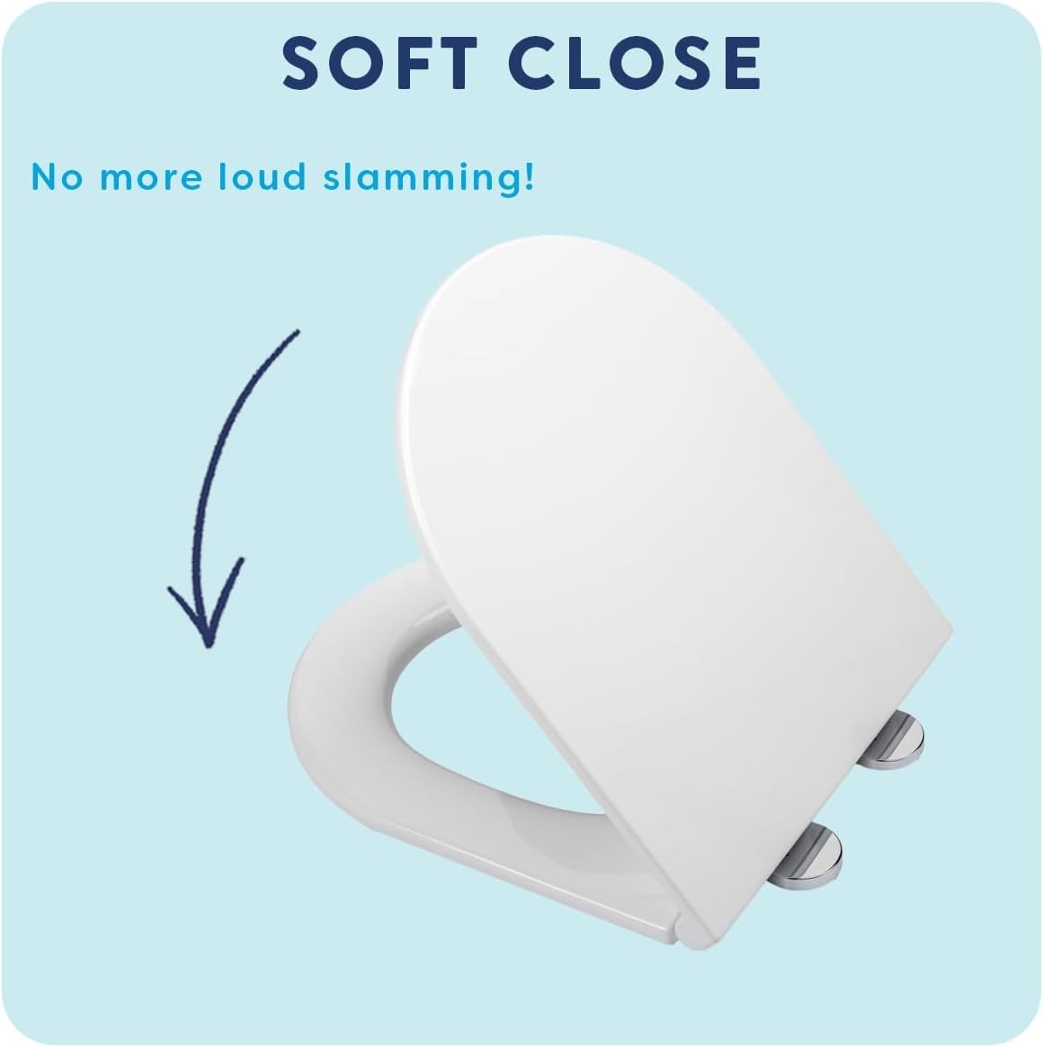 White Slimline D-Shape Toilet Seat Soft Close Quick Release Antibacterial
