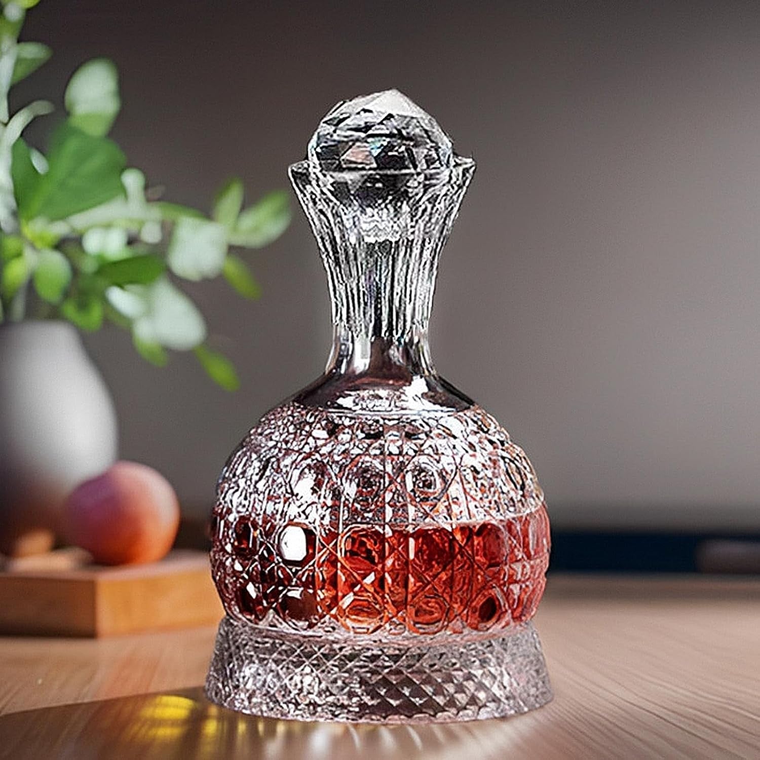 Luxury 1.5L Crystal Wine Decanter 360° Rotating Aerator Relief-Cut Design