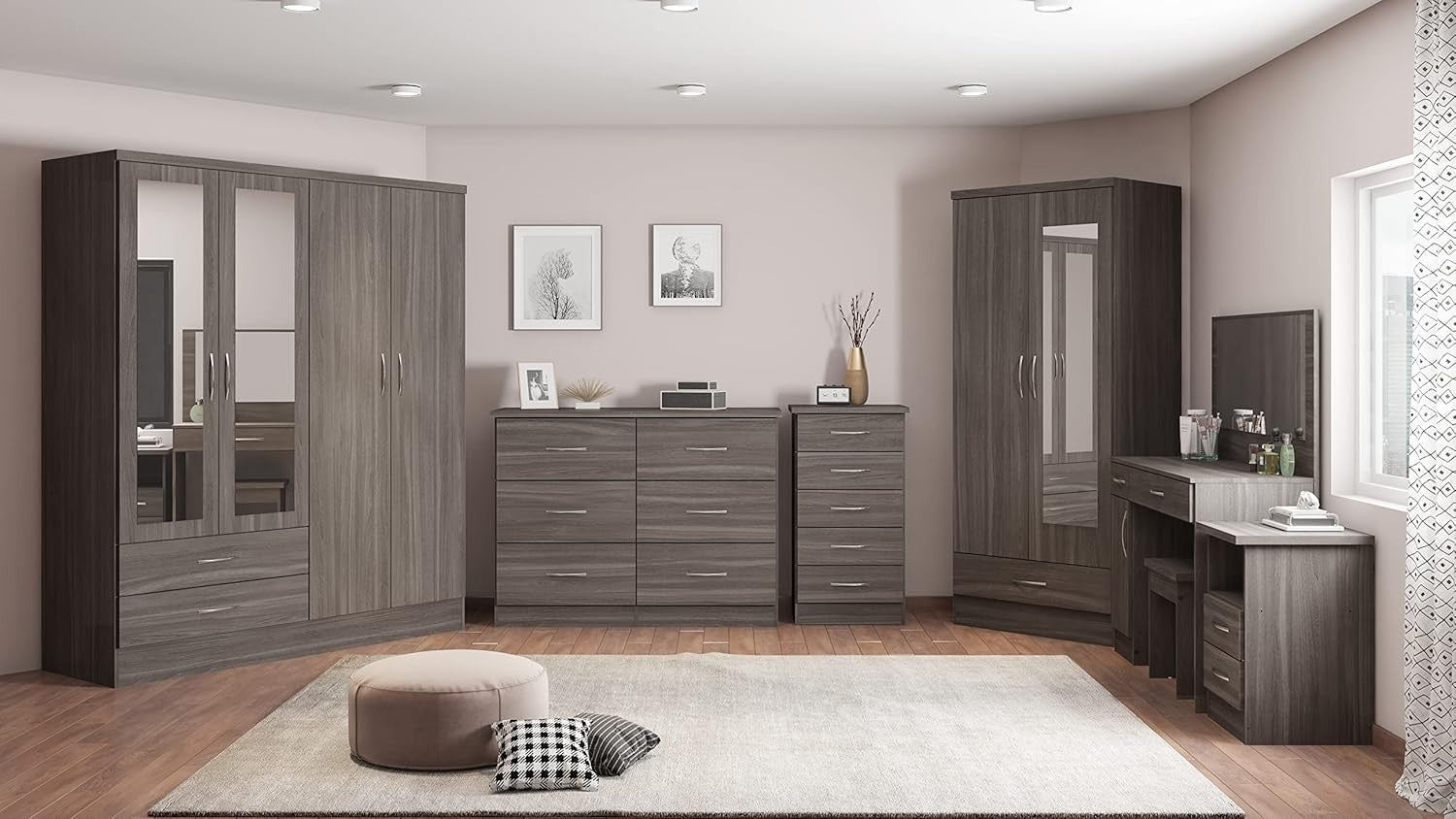 Space-Saving 5 Drawer Chest Narrow Wood Grain Storage Organizer for Home