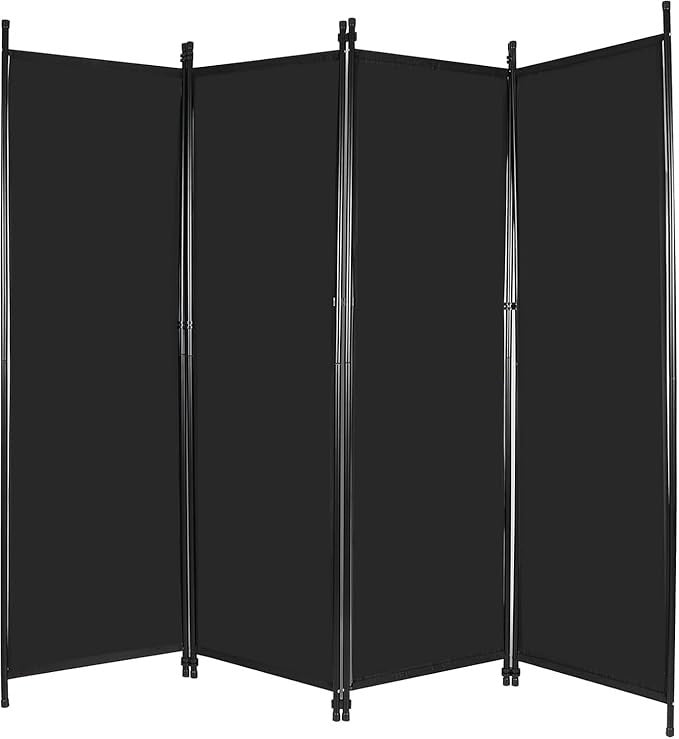 4-Panel 6.68FT Folding Room Divider Black Privacy Screen Partition Wall