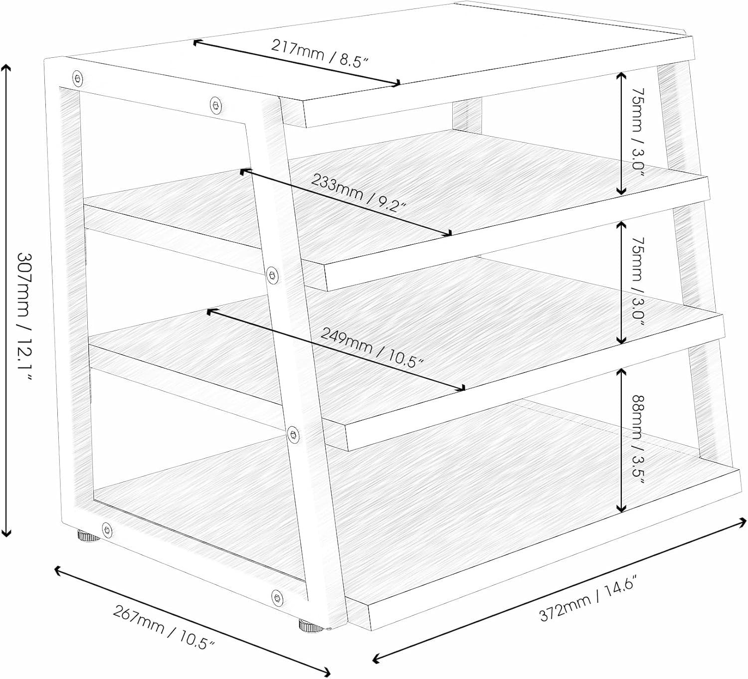 4 Tier Desk File Organizer Shelf A4 Paper Tray Wood Metal Office Rack