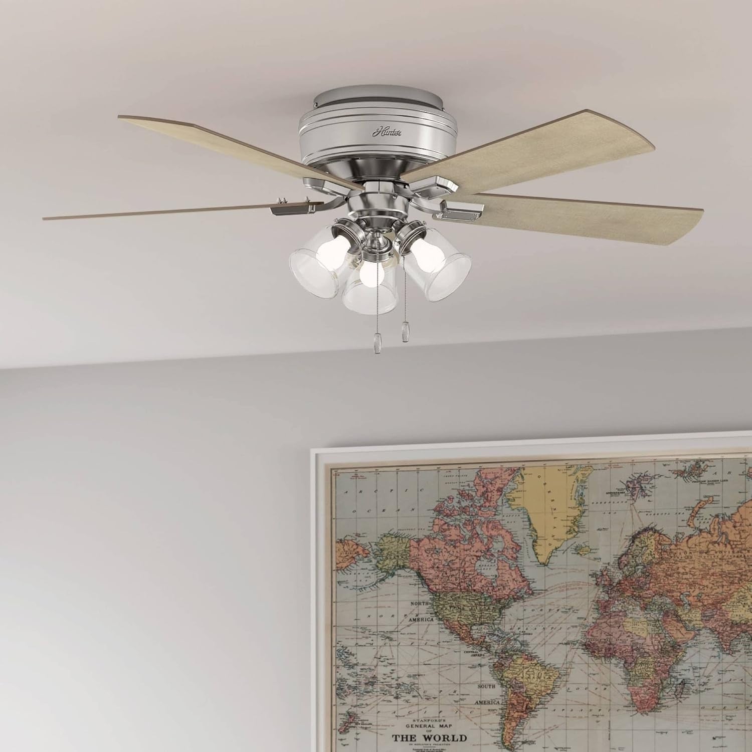 Hunter Crestfield 52" Ceiling Fan, LED Light Kit, 5 Blades, Nickel