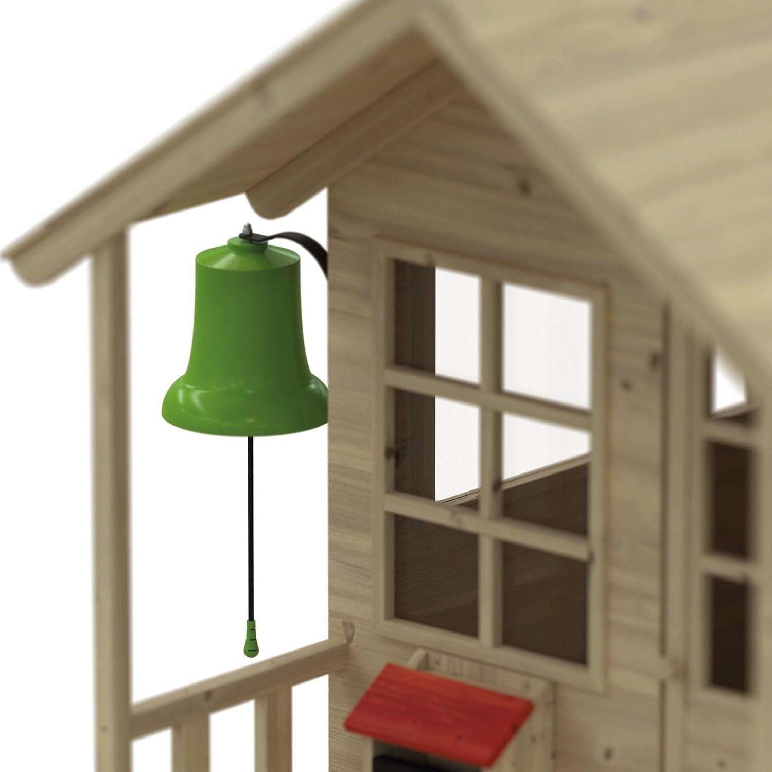 Wooden Kids Playhouse Cottage Outdoor w Bell Postbox Fence Garden