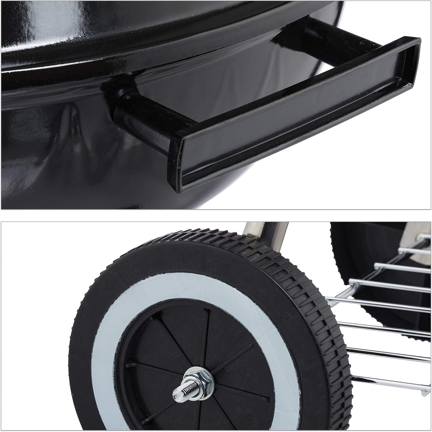 Portable Charcoal Kettle BBQ Grill 40cm with Lid & Wheels for Garden & Camping