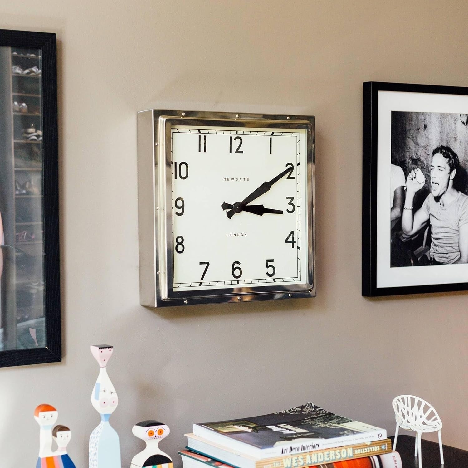 Large Square Wall Clock 40cm Vintage Industrial Silent Metal Retro