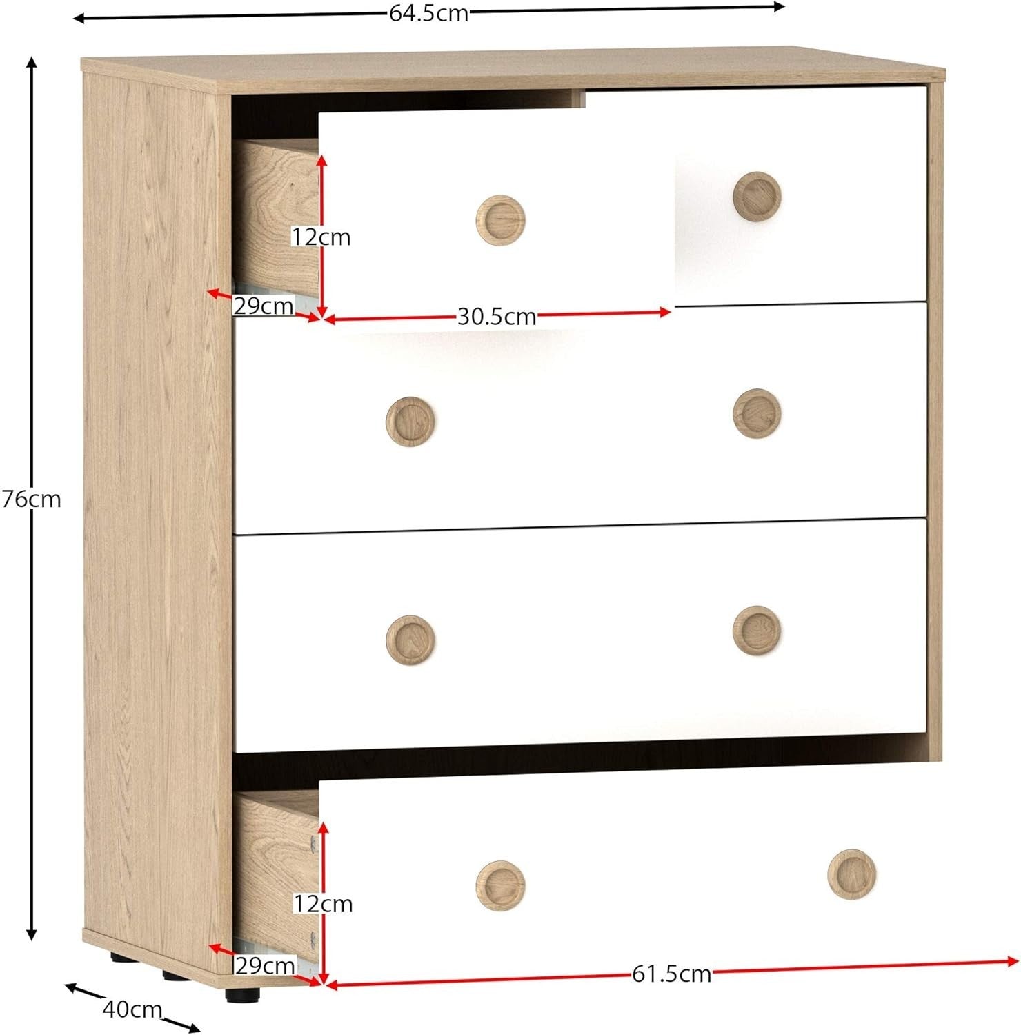 Modern Kids 5-Drawer Chest with Oak Handles – Compact Bedroom Storage
