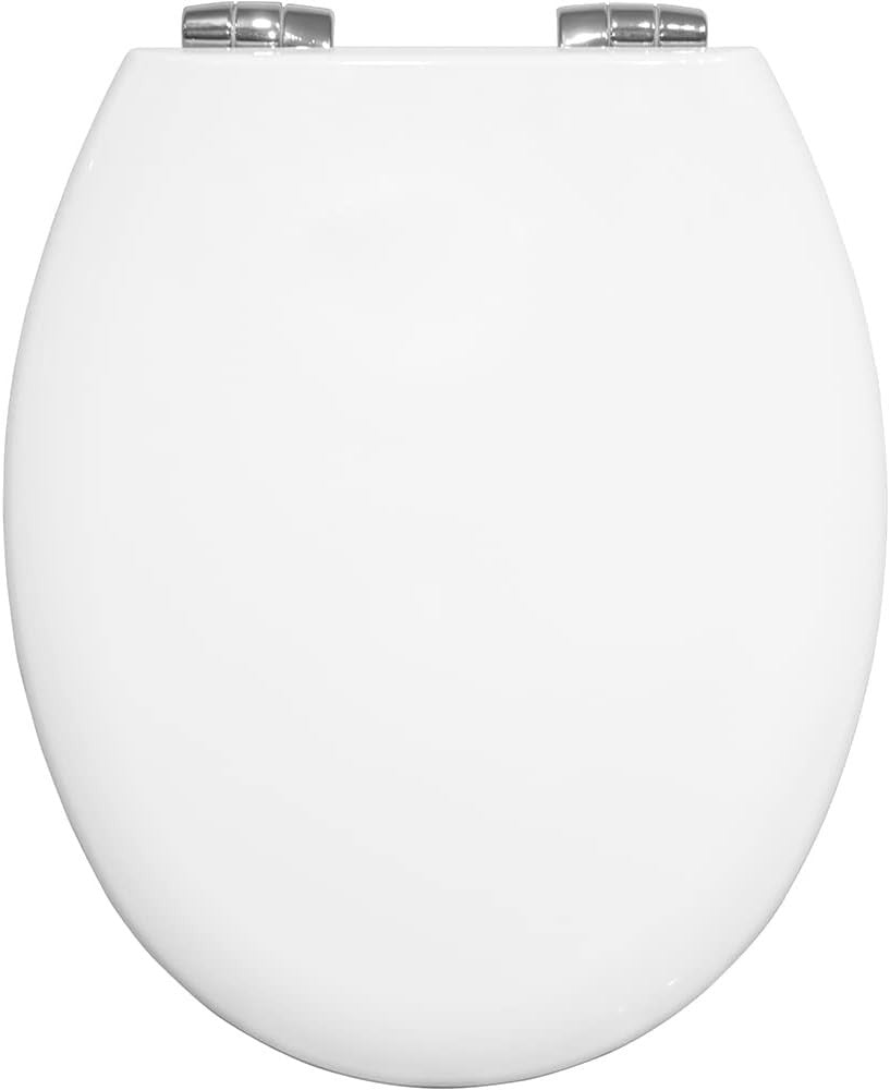 White D-Shaped Toilet Seat – STAY TIGHT, Adjustable Engineered Wood