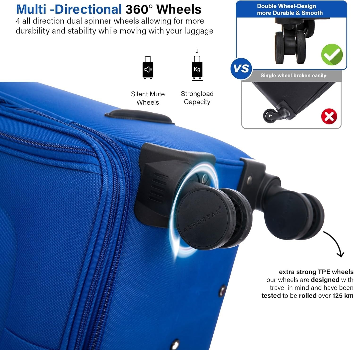 Medium 26 Inch Soft Check In Suitcase Expandable 4 Wheel Lightweight Luggage