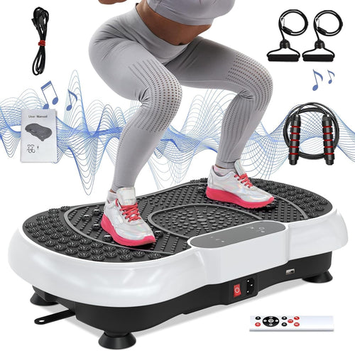 Pearl White Vibration Plate Exercise Machine 100 Speeds 450lb Home Workout
