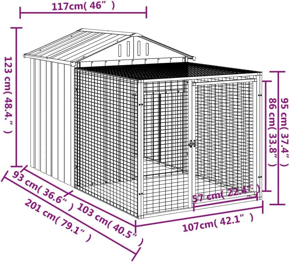 Walk In Chicken Run Galvanised Steel Coop Cage 201cm