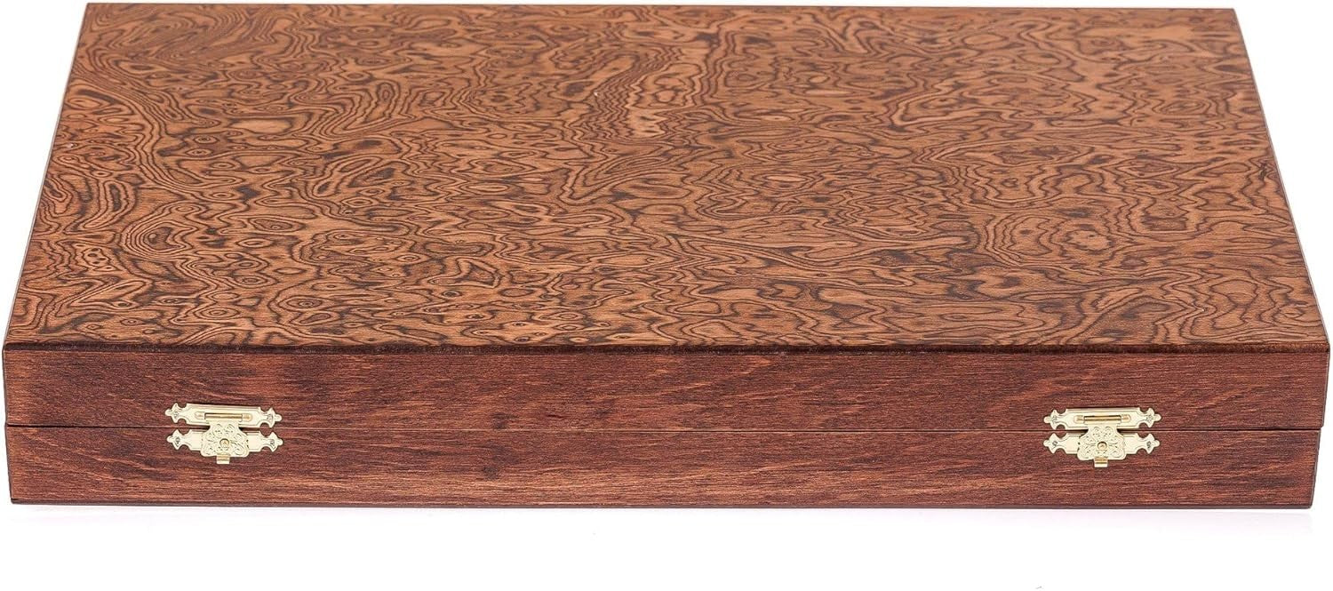 Walnut Wood Backgammon Set Large Handmade Folding Board with Storage Slots