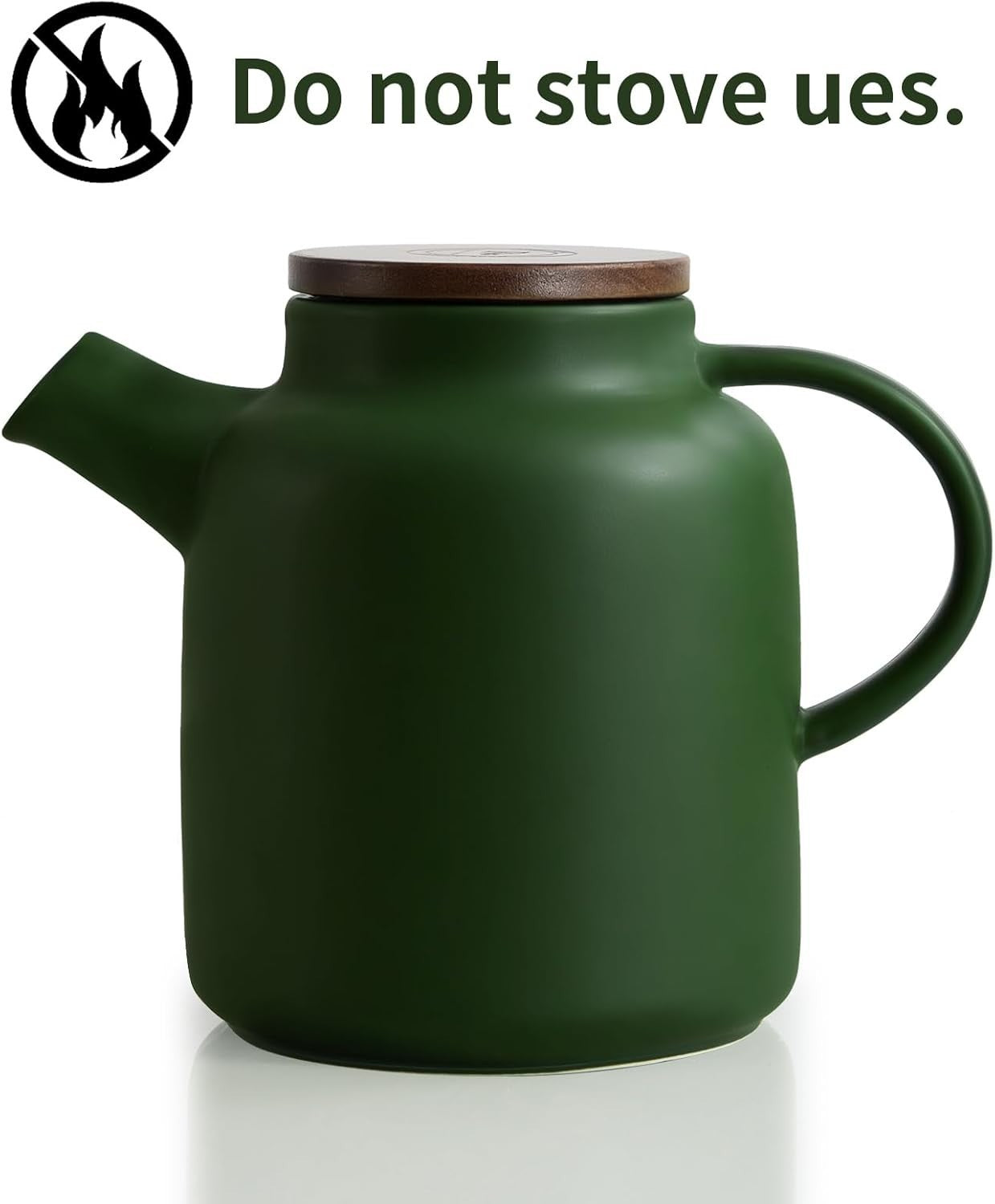 Large Ceramic Teapot 1500ml with Infuser Wood Lid Loose Leaf Tea Pot