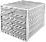 5-Tier Silver Wire Mesh Desk Organizer Tray for A4 Files & Documents