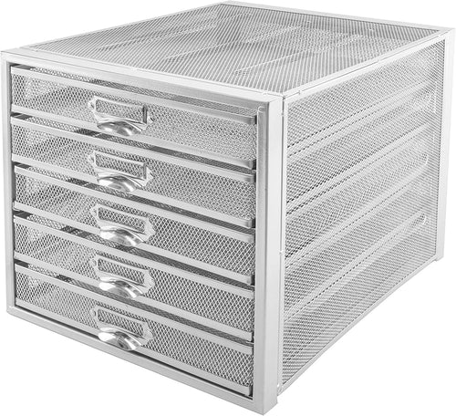 5-Tier Silver Wire Mesh Desk Organizer Tray for A4 Files & Documents