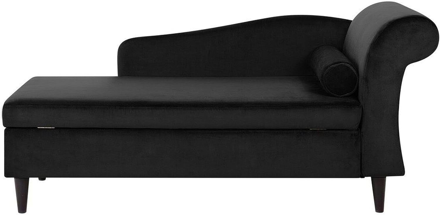 Black Velvet Chaise Lounge with Storage Right Hand Modern Sofa for Living Room