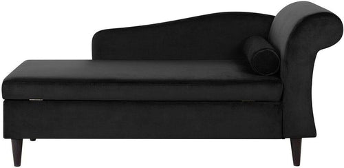 Black Velvet Chaise Lounge with Storage Right Hand Modern Sofa for Living Room