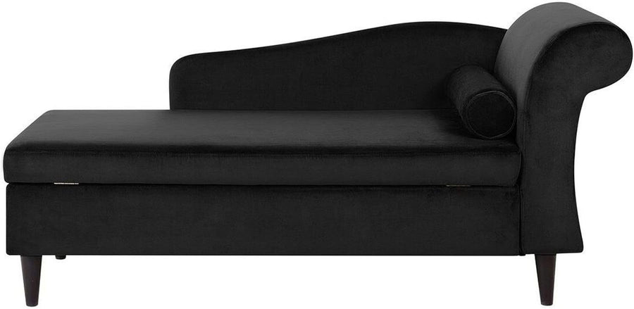 Black Velvet Chaise Lounge with Storage Right Hand Modern Sofa for Living Room