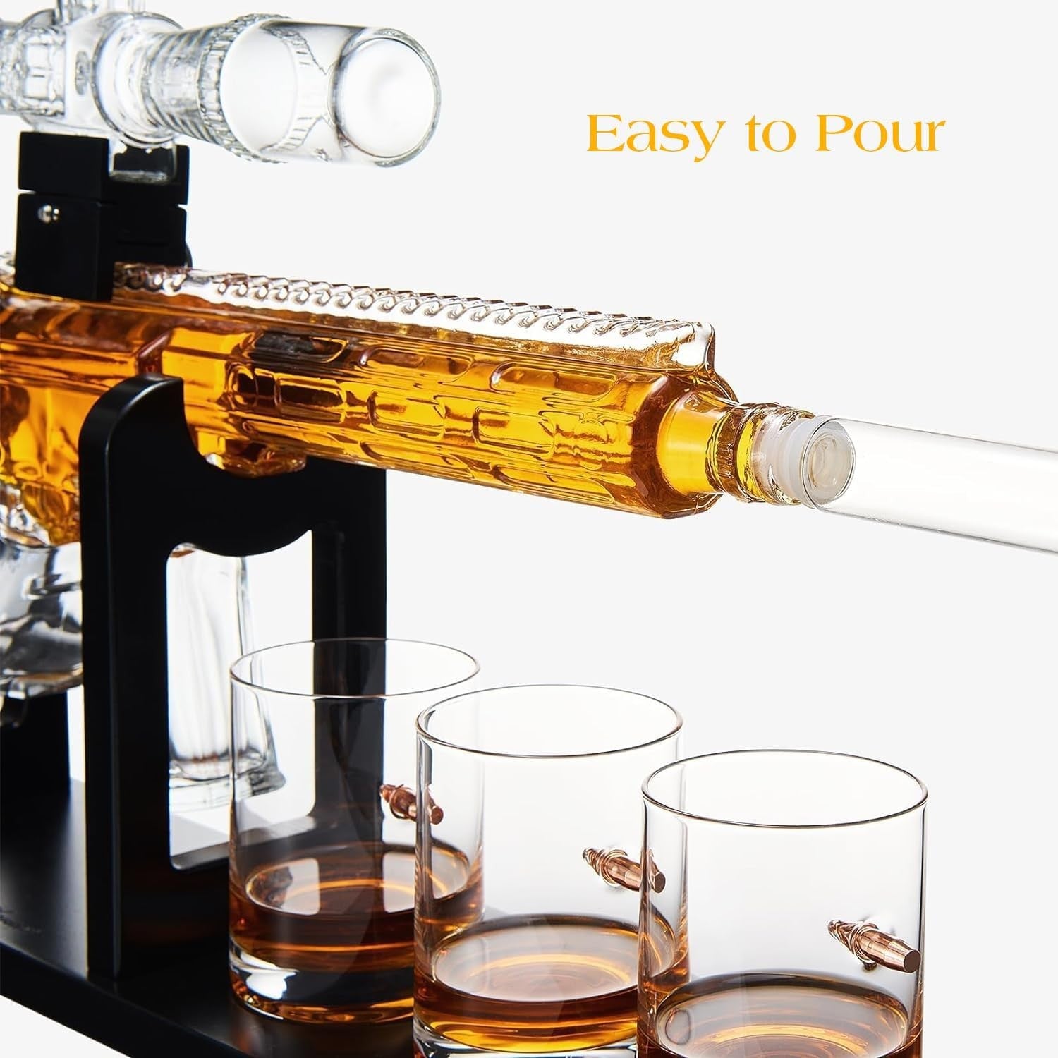 AR15 Style Whiskey Decanter Set with Bullet Glasses Sniper Display Gift