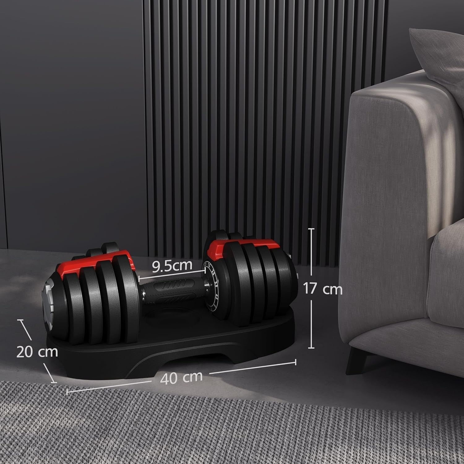 12.5kg Adjustable Dumbbell 11-in-1 One-Second Dial Anti-Slip Home Gym