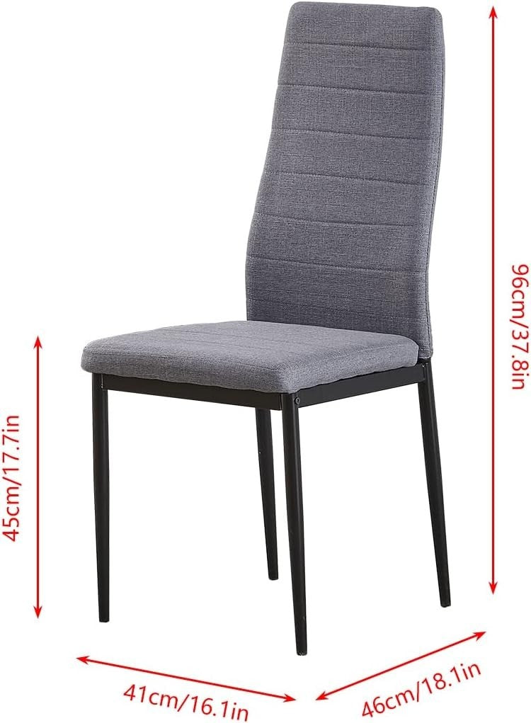 Modern Dining Table Set 4 Grey Linen Chairs | Compact Kitchen Furniture