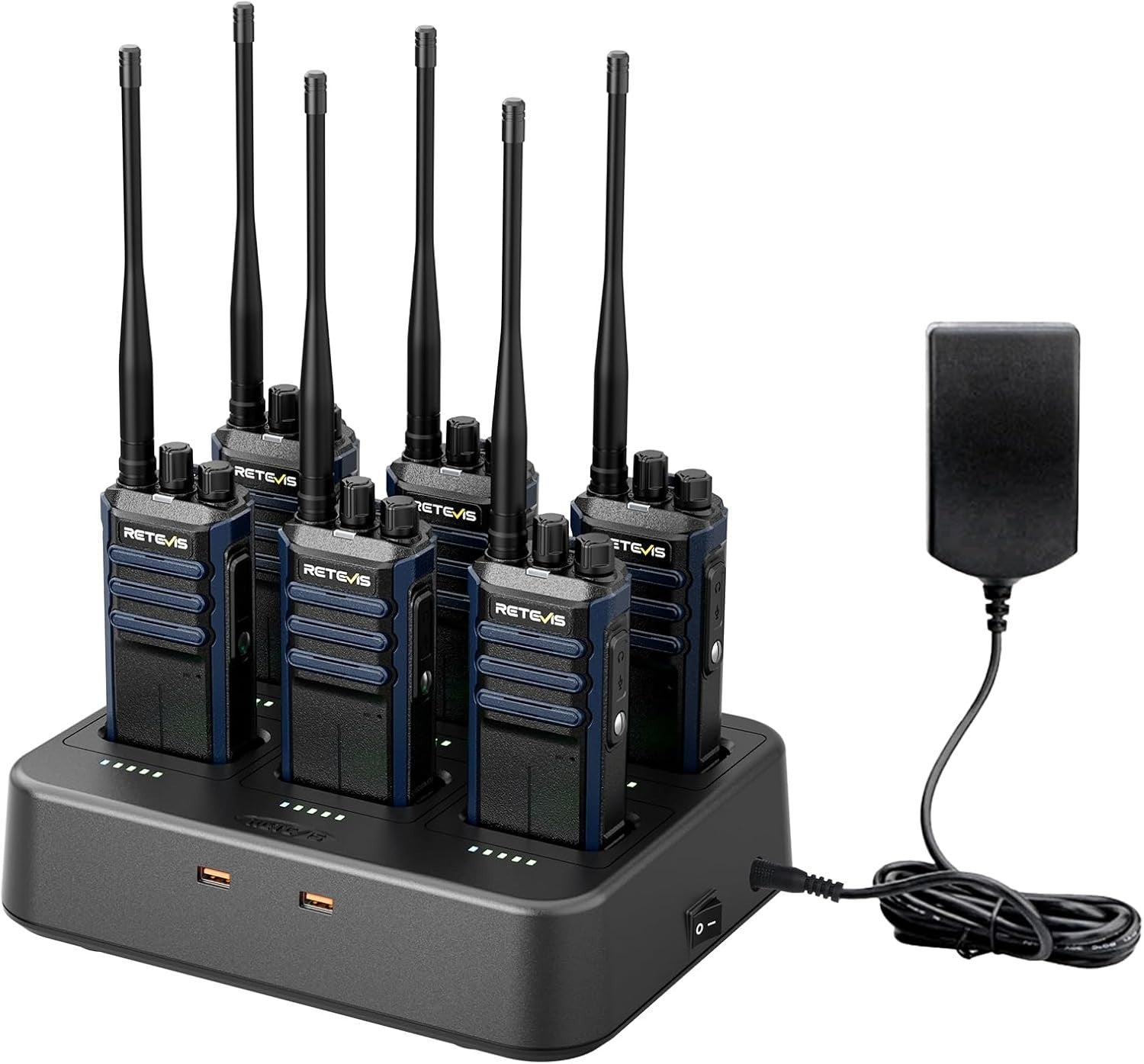 Walkie Talkies 6 Pack Long Range Group Call 2500mAh 6-Way Charger