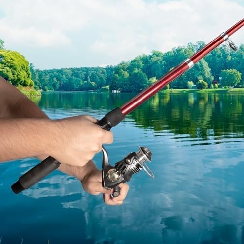 Telescopic Fishing Rod Reel Combo Set 2.1M Spinning Kit Lures Tackle Box