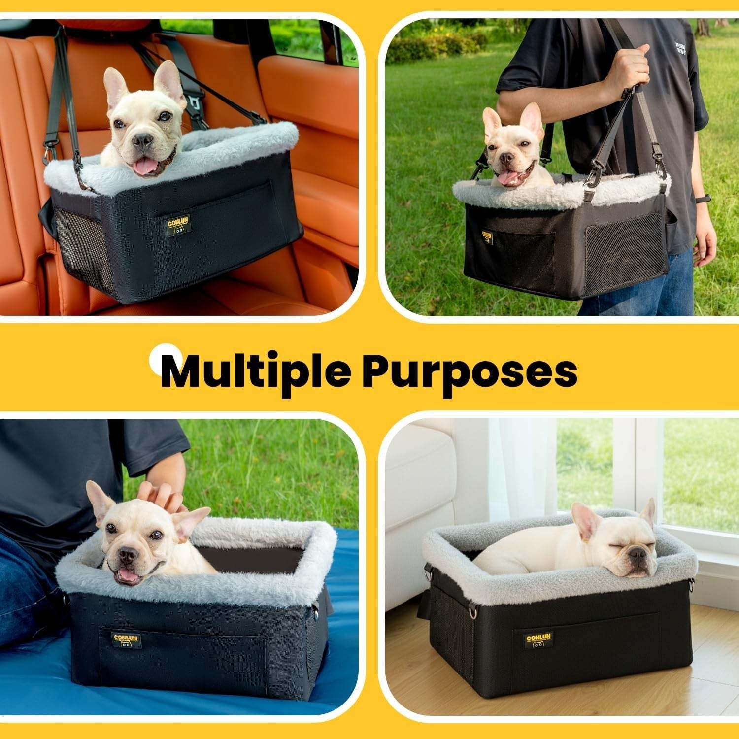 Elevated Dog Car Seat Booster Bed Small Dogs Safety Tether Travel Seat
