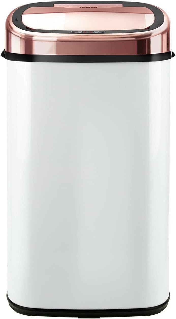 58L Sensor Kitchen Bin Automatic Soft Close White Rose Gold