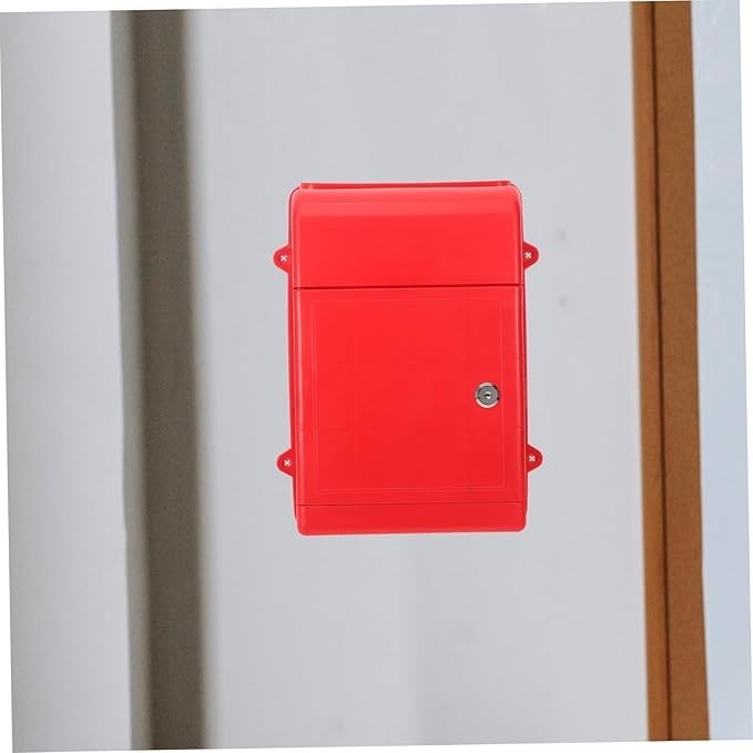 Wall Mounted Lockable Mailbox Red Polypropylene Secure Outdoor Post Box 34.5cm