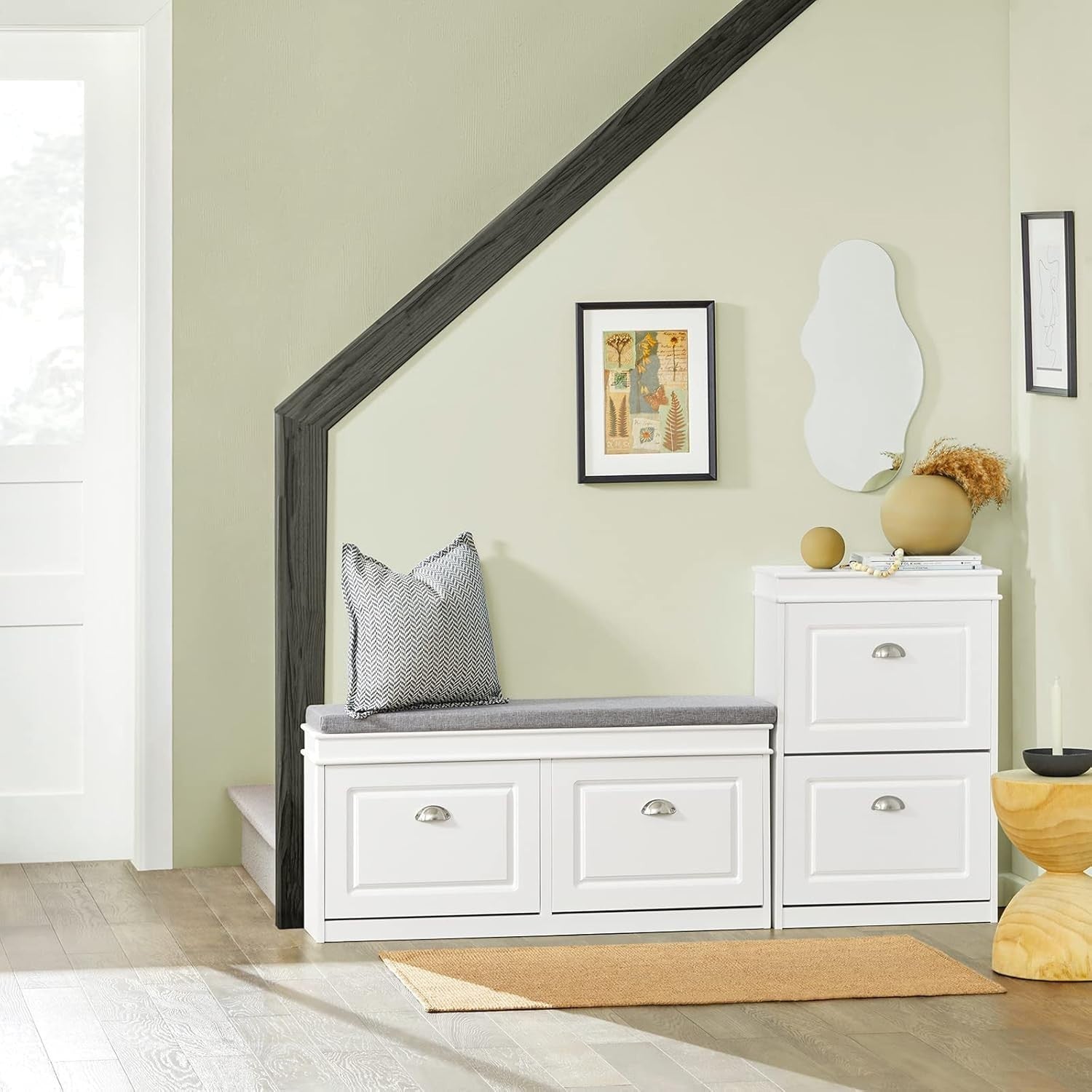 2-Drawer Slim Shoe Cabinet with Flip Drawers, 54x24x82 cm White