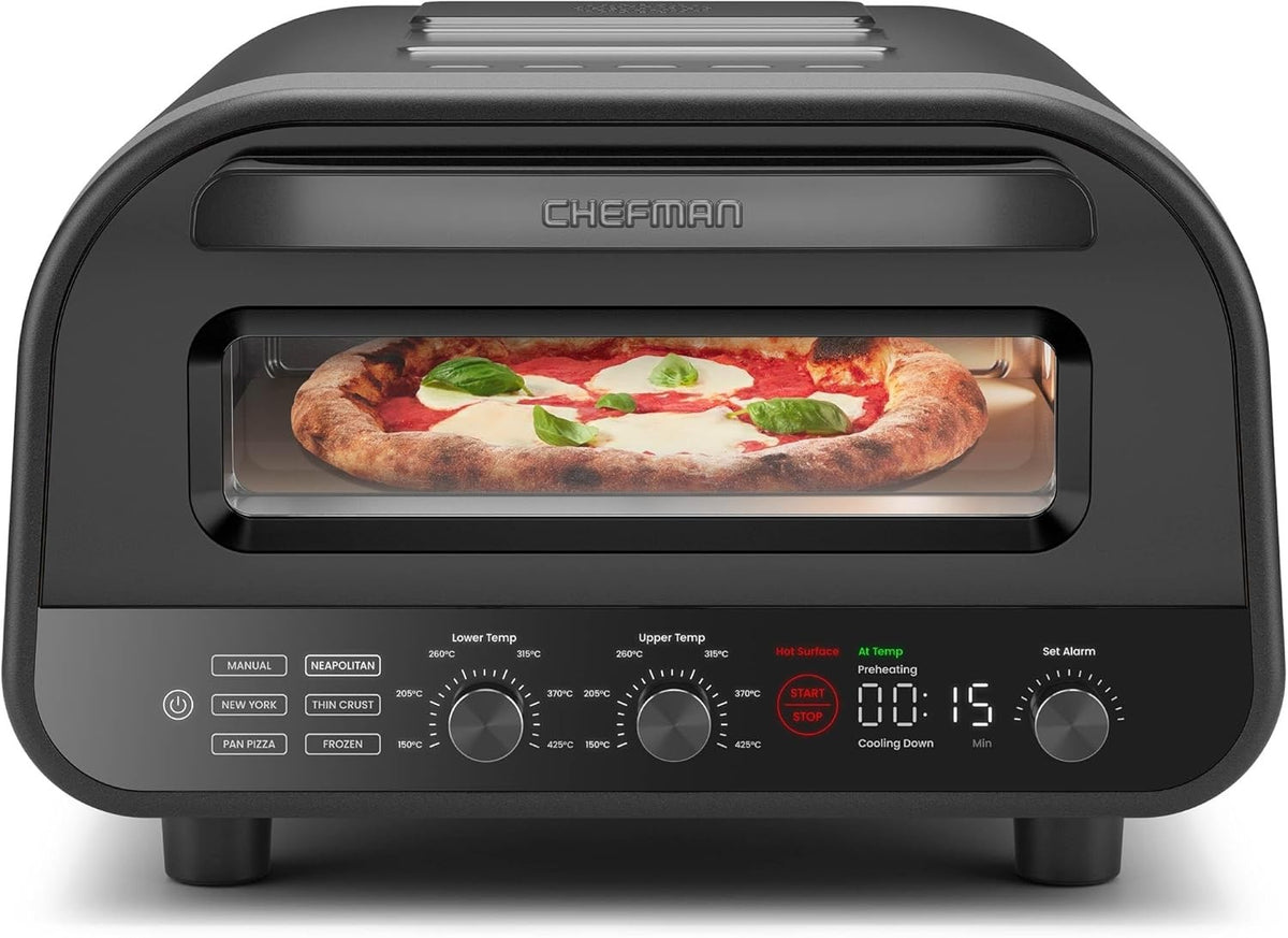 30cm Electric Indoor Pizza Oven 1700W Countertop Pizza Maker Black