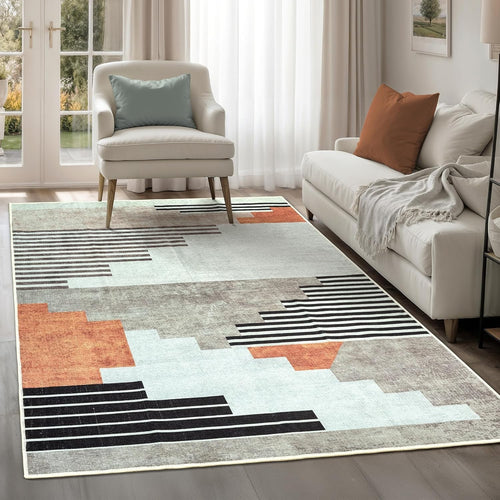 Large Washable Rug 240x330cm Non-Slip Soft Modern Geometric Area Carpet