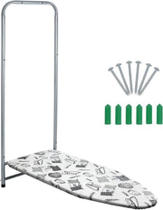 Wall Mounted Fold Down Ironing Board 98x37cm Space Saving White Grey