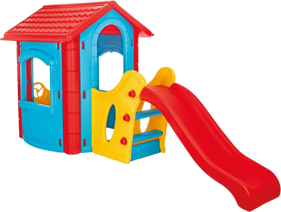 Kids Outdoor Playhouse with Slide Plastic Garden Wendy House