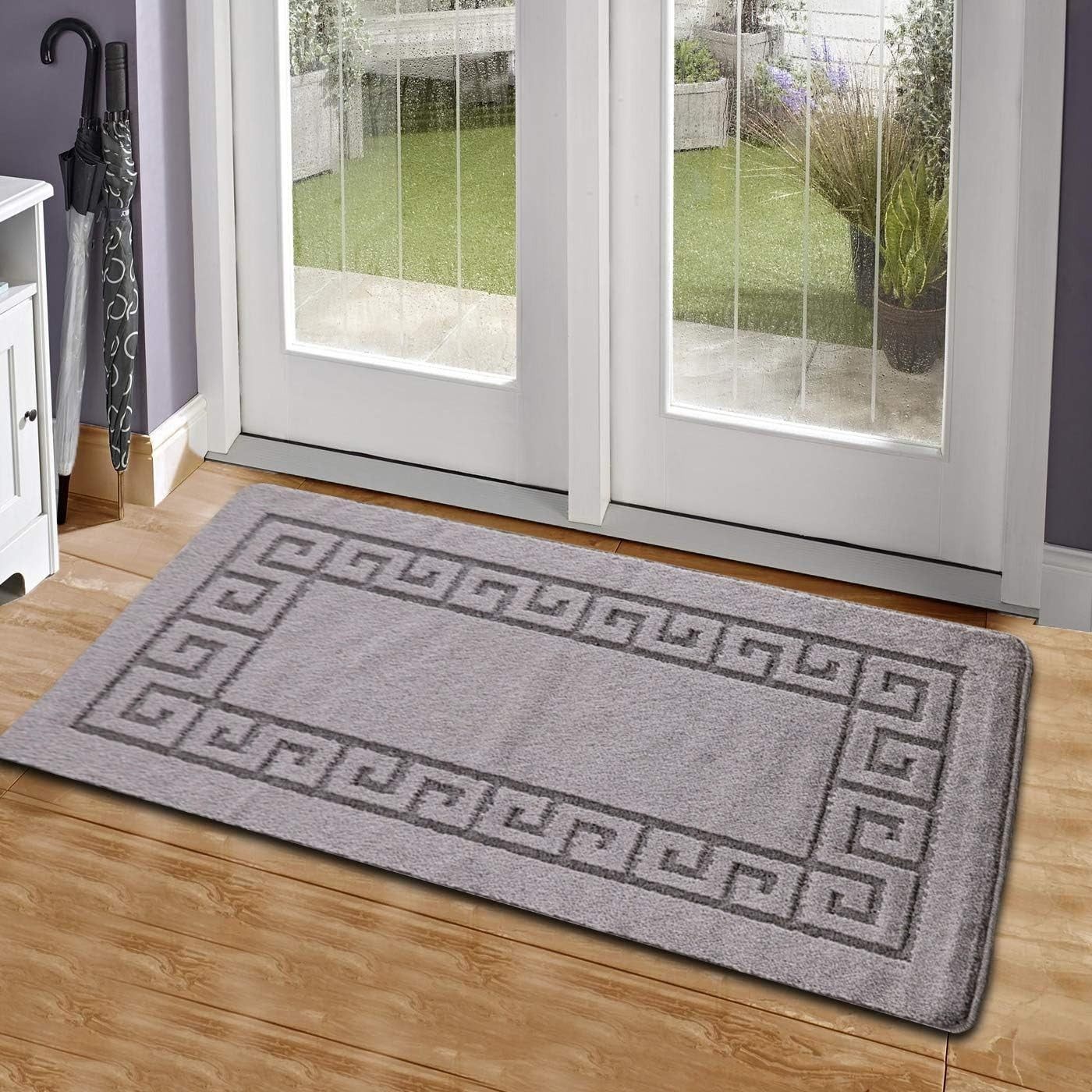 Non Slip Indoor Door Mat 40x60cm Waterproof Gel Back Entrance Rug Grey