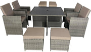 Rattan Garden Dining Set 9 Seater Outdoor Patio Cube Table Chairs Cushions