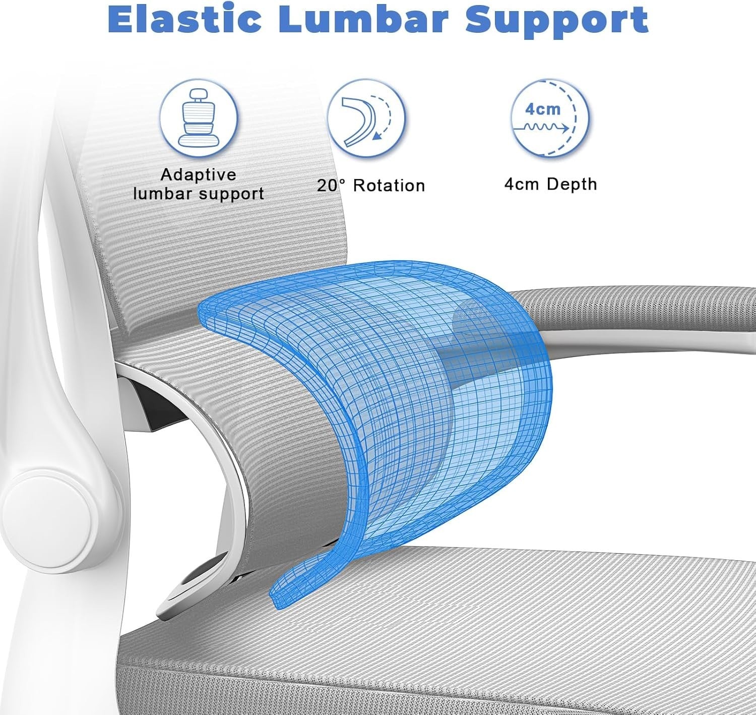 Ergonomic Mesh Office Chair Tall Adjustable Headrest Back Support Flip-up Arms