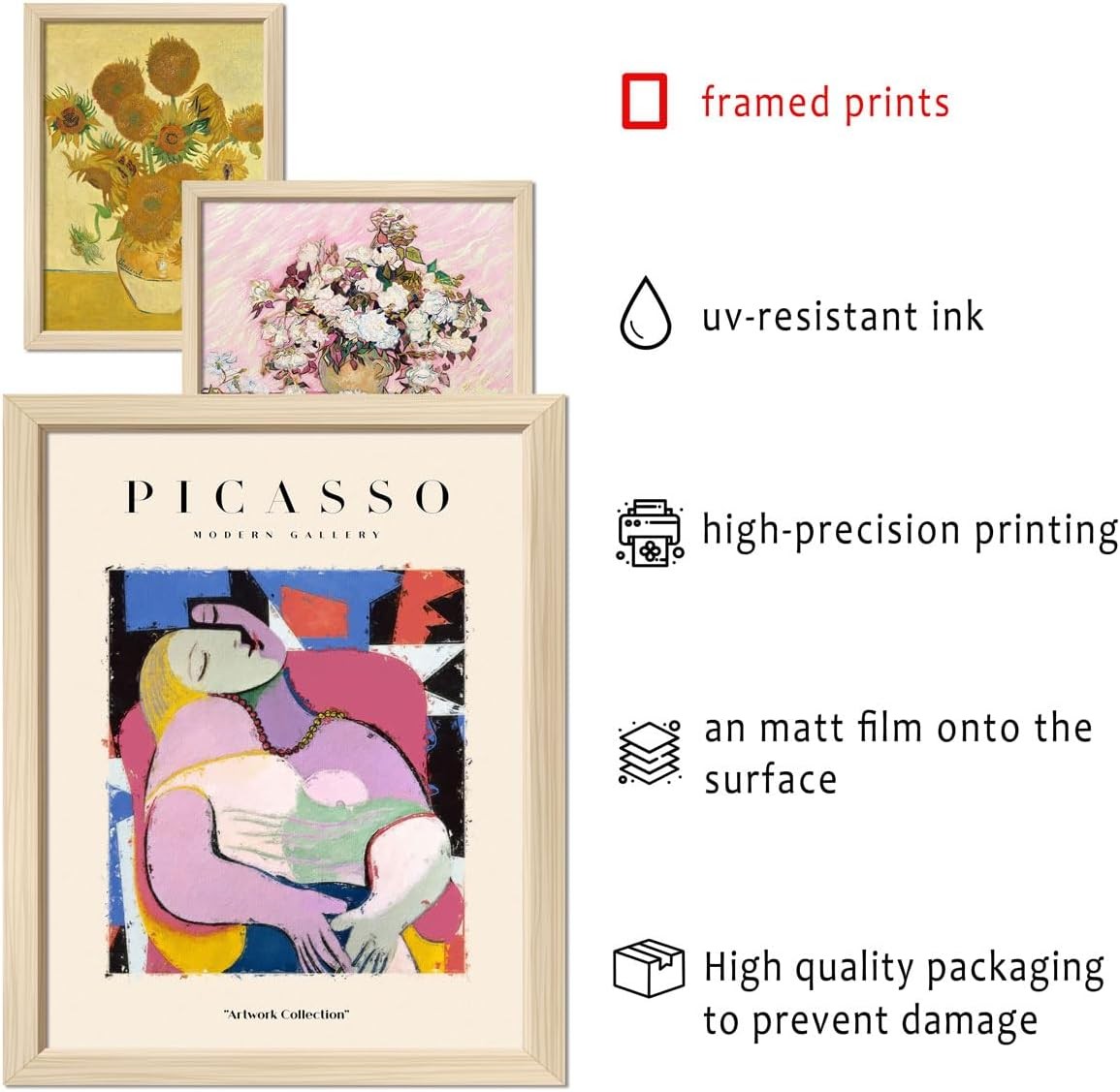 16pc Framed Gallery Wall Art Set Eclectic Colourful Prints 12x15"