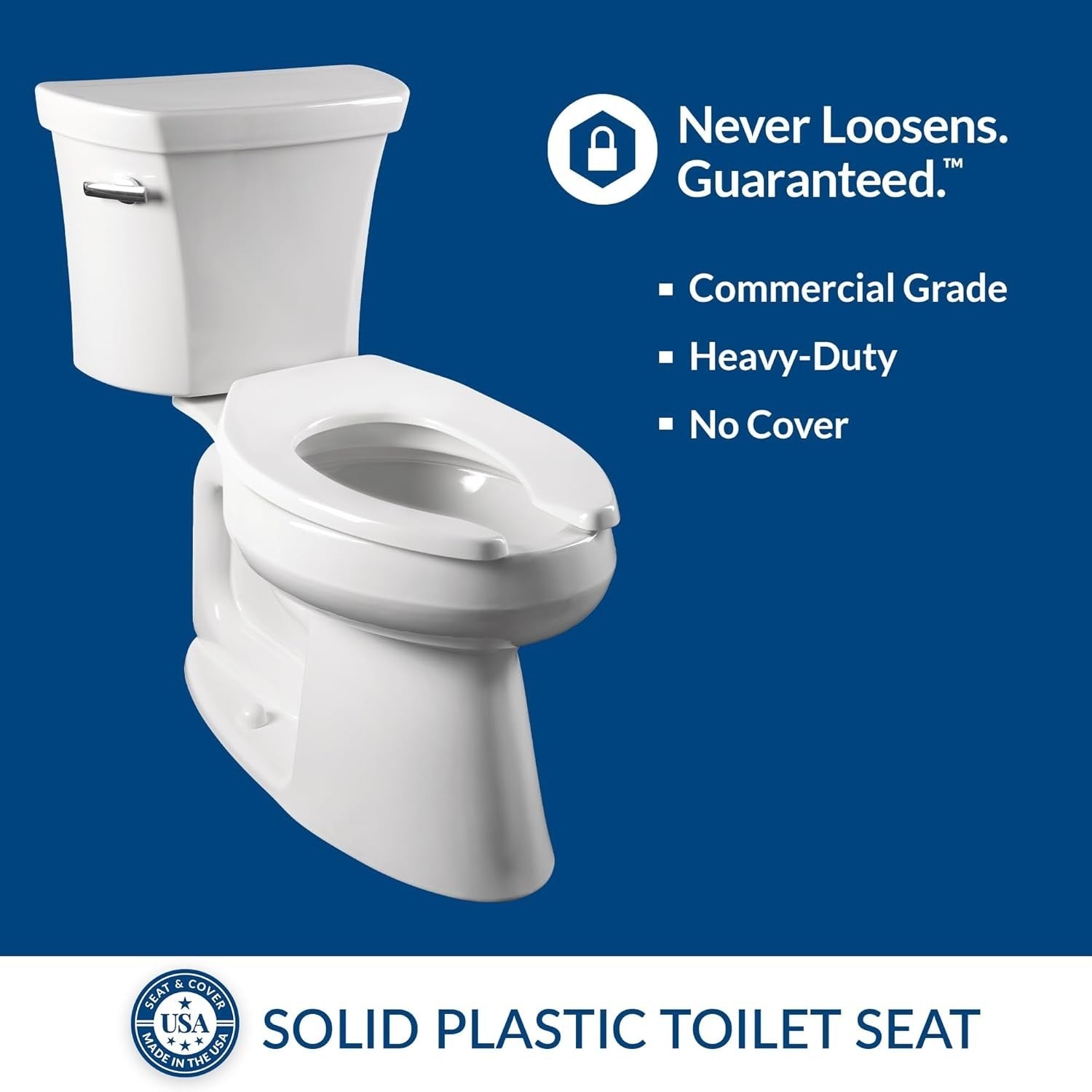 White Open Front Toilet Seat | Commercial, Heavy-Duty, Stay-Tite