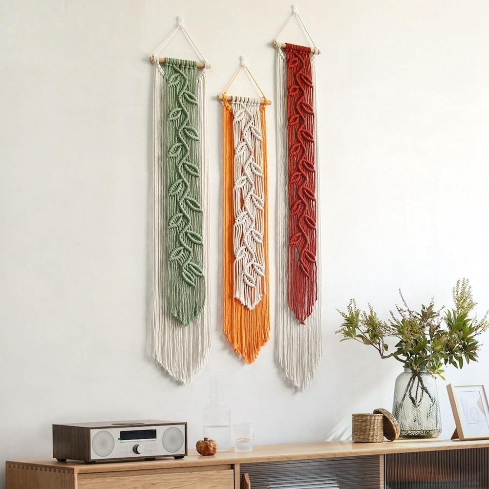 Large Boho Macrame Wall Hanging Nordic Leaf Tapestry