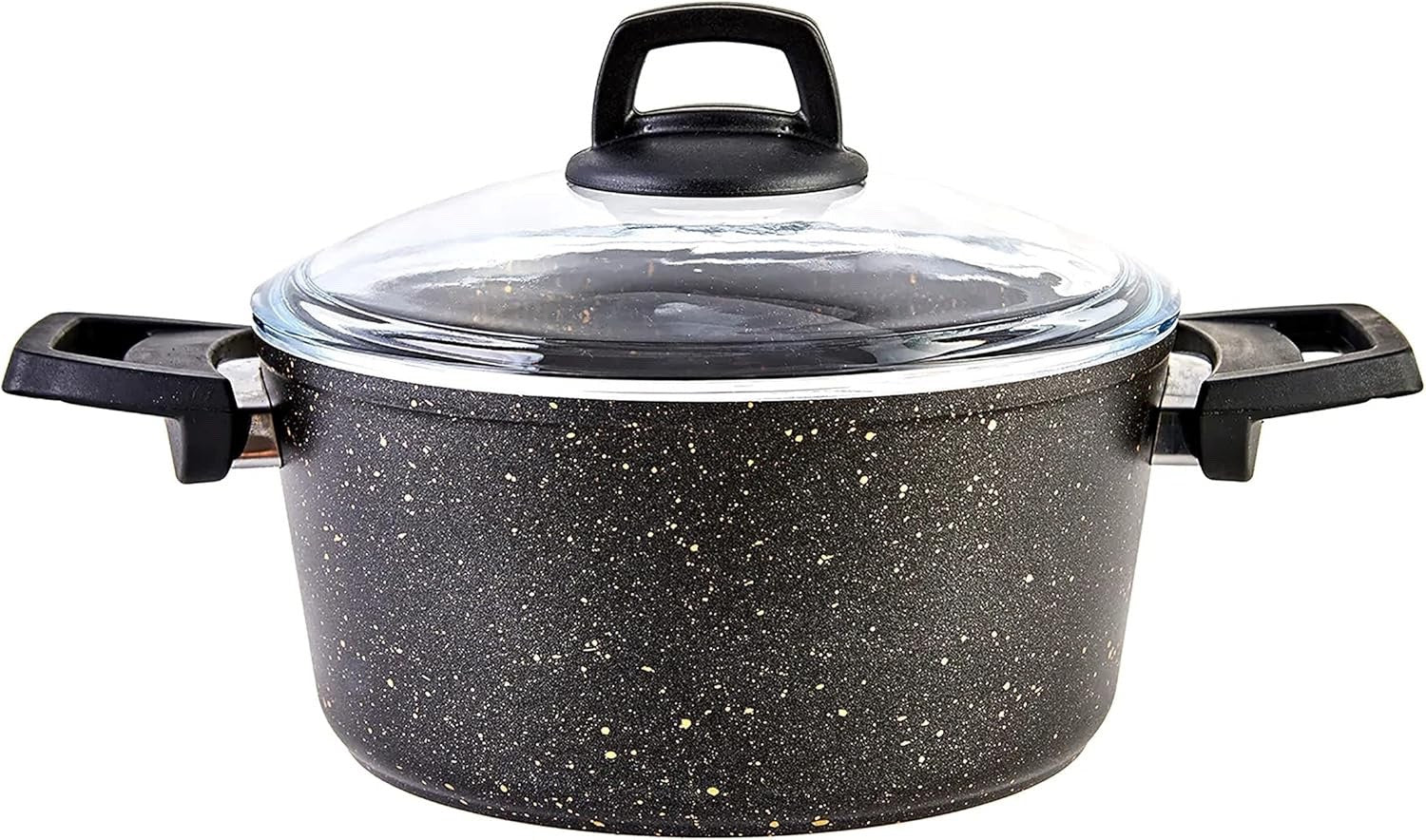 7pcs BlackGold Granite Non Stick Induction Cookware Set With Lid PFOA Free