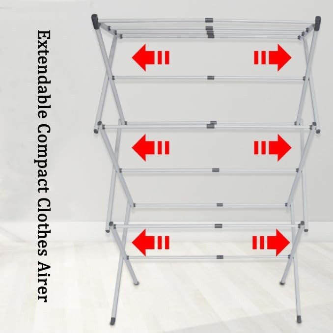 3 Tier Clothes Airer Folding Laundry Drying Rack Heavy Space Saving