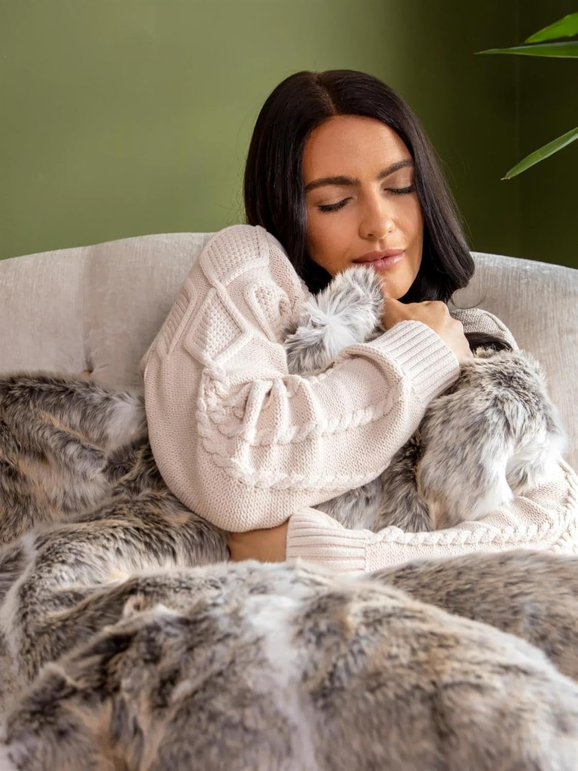 Luxury Heated Throw Faux Fur Electric Blanket Fast Heat Timer 160x120cm