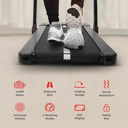 5-in-1 Auto Incline Folding Treadmill 16km/h Quiet 4.5HP Home Running Machine