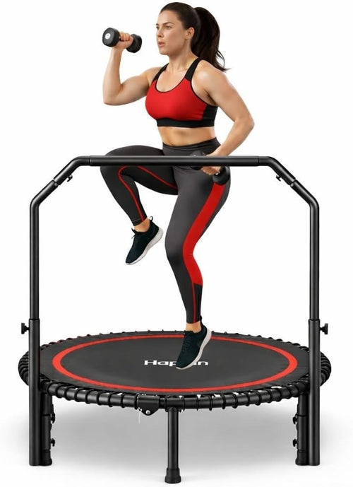 Red 40in Foldable Exercise Rebounder Quiet Indoor Trampoline 220LB