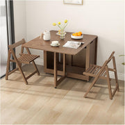 Oak Folding Butterfly Dining Table Set with Hidden Chair Storage