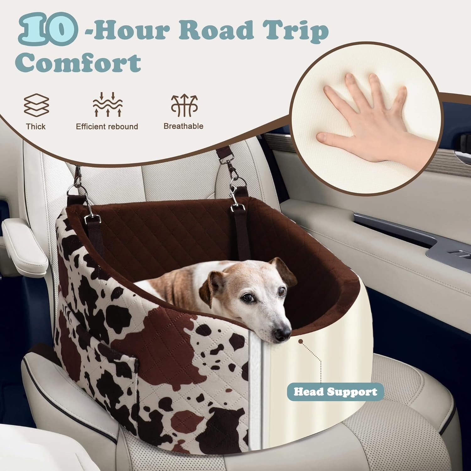 Memory Foam Dog Car Seat Booster Bed Washable Travel Carrier 30lb