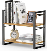 Black Wood Desk Shelf – Freestanding Desktop Organizer with Hollow Side Panels