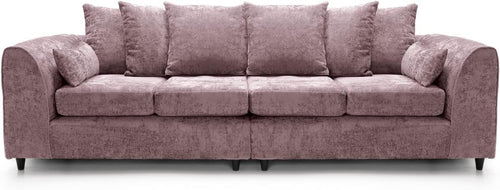 4 Seater Sofa Pink Chenille Large Couch Modern Deep Seat Living Room Seating